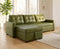 Uberlyfe 5 Seater L-Type Sofa cum Bed with Storage | Vegan Leather, Deep Olive