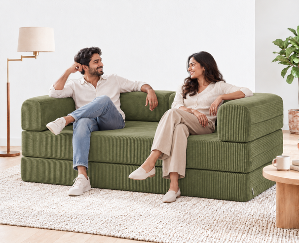 Uberlyfe Duo 3 Seater Sofa cum Bed | Olive Green