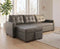 Uberlyfe 5 Seater L-Type Sofa cum Bed with Storage | Vegan Leather, Earth Grey