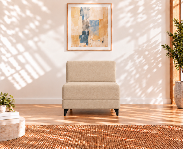 Uberlyfe 1 Seater Portland Sofa Bed (3'x6') | Integrated Frame | Jute Finish - Beige
