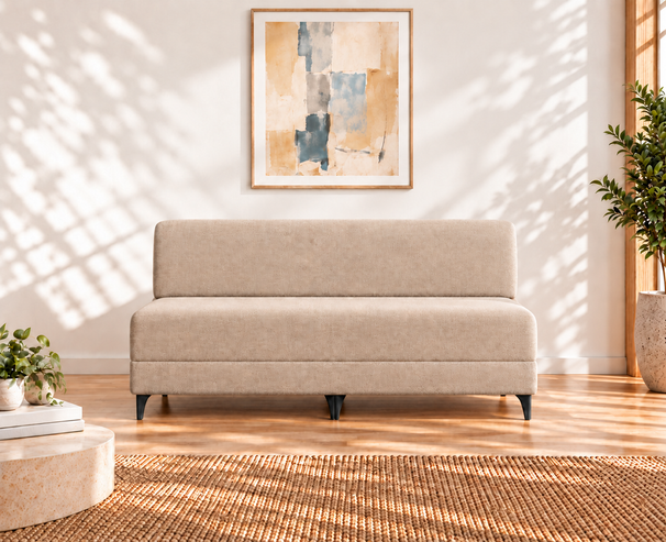 Uberlyfe 3 Seater Portland Sofa Bed (5'x6') | Integrated Frame | Jute Finish - Beige