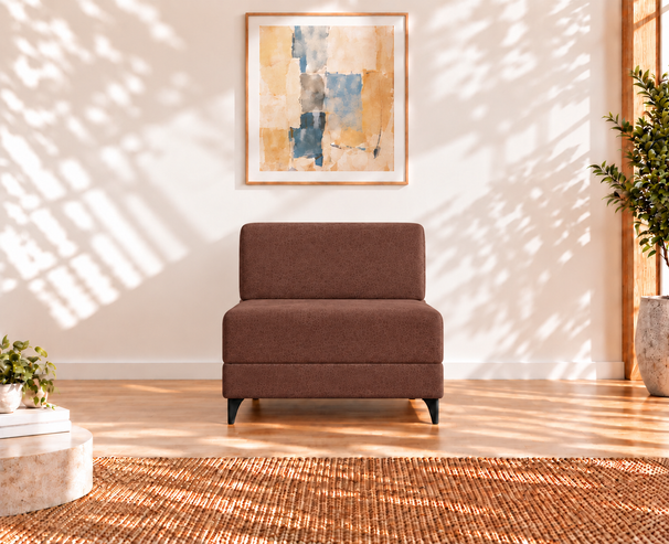 Uberlyfe 1 Seater Portland Sofa Bed (3'x6') | Integrated Frame | Jute Finish - Malt Brown