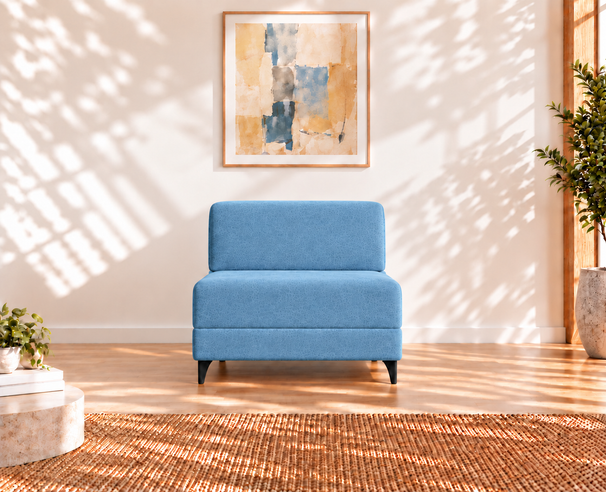 Uberlyfe 1 Seater Portland Sofa Bed (3'x6') | Integrated Frame | Jute Finish - Aqua Blue