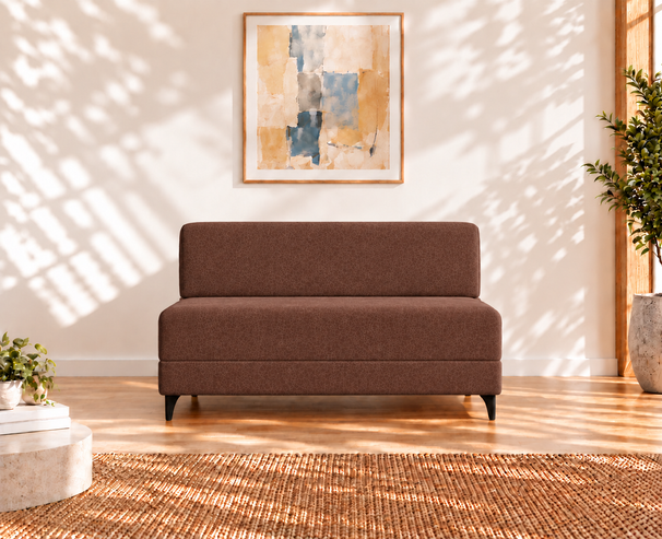 Uberlyfe 2 Seater Portland Sofa Bed (4'x6') | Integrated Frame | Jute Finish - Malt Brown