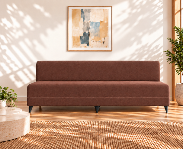 Uberlyfe 3 Seater Portland Sofa Bed (6'x6') | Integrated Frame | Jute Finish - Malt Brown