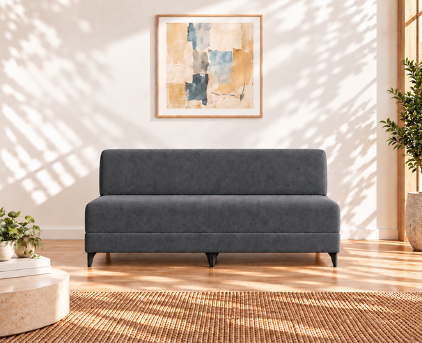 Uberlyfe 3 Seater Portland Sofa Bed (5'x6') | Integrated Frame | Jute Finish - Dark grey