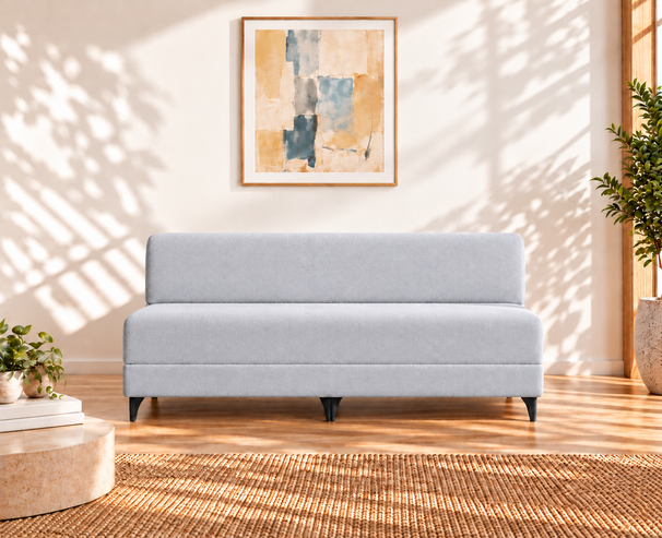Uberlyfe 3 Seater Portland Sofa Bed (5'x6') | Integrated Frame | Jute Finish - Silver