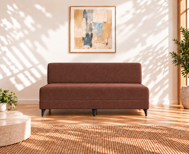 Uberlyfe 3 Seater Portland Sofa Bed (5'x6') | Integrated Frame | Jute Finish - Malt Brown