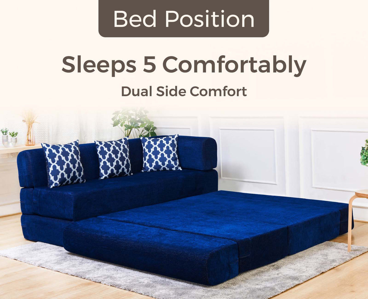Buy L Shaped Sofa Cum Bed online in India| Blue Sofa Bed