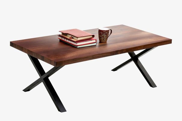 Teak Wood Finish - Large X Center Coffee Table