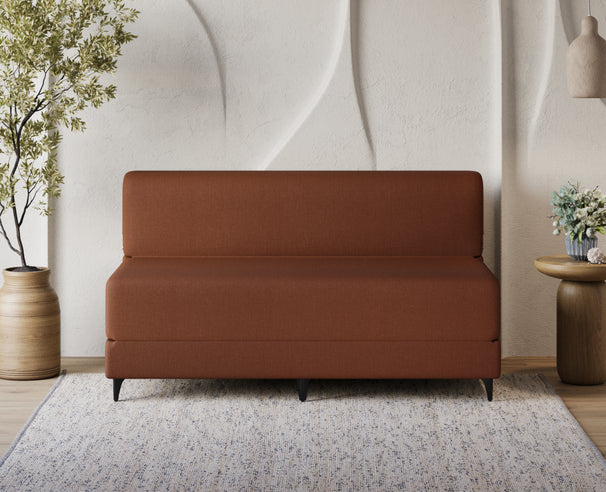 Uberlyfe 3 Seater Portland Sofa Bed (5'x6') | Integrated Frame | Jute Finish - Malt Brown