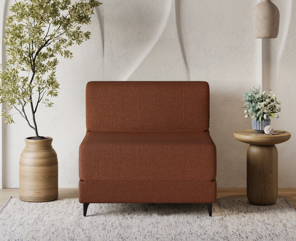 Uberlyfe 1 Seater Portland Sofa Bed (3'x6') | Integrated Frame | Jute Finish - Malt Brown