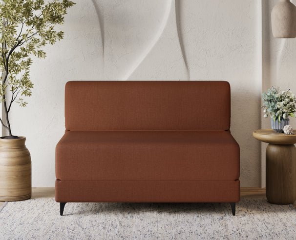 Uberlyfe 2 Seater Portland Sofa Bed (4'x6') | Integrated Frame | Jute Finish - Malt Brown