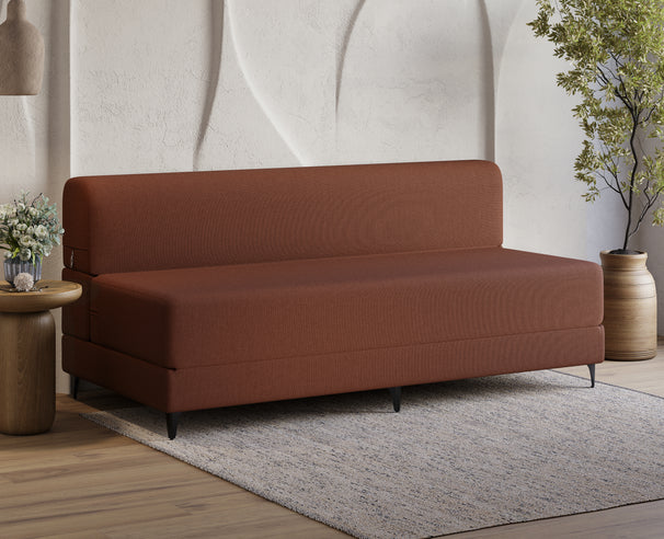 Uberlyfe 3 Seater Portland Sofa Bed (6'x6') | Integrated Frame | Jute Finish - Malt Brown