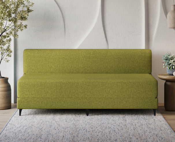 Uberlyfe 3 Seater Portland Sofa Bed (6'x6') | Integrated Frame | Jute Finish - Olive Green