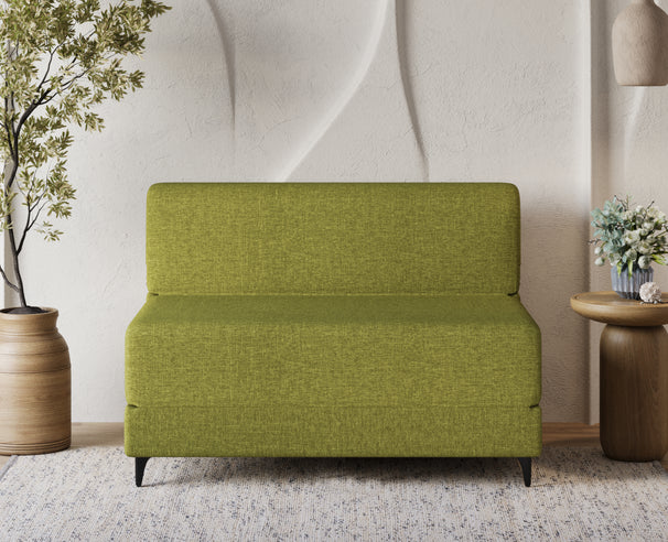 Uberlyfe 2 Seater Portland Sofa Bed (4'x6') | Integrated Frame | Jute Finish - Olive Green