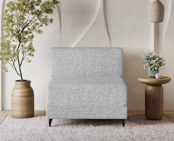 Uberlyfe 1 Seater Portland Sofa Bed (3'x6') | Integrated Frame | Jute Finish - Silver