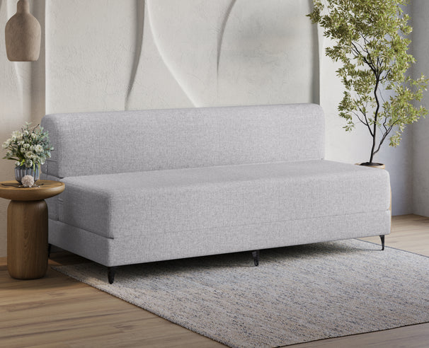 Uberlyfe 3 Seater Portland Sofa Bed (6'x6') | Integrated Frame | Jute Finish - Silver