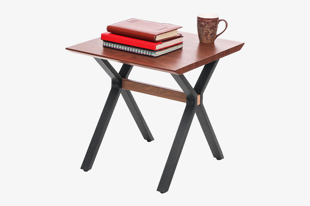 Teak Wood Finish - Small H Side Coffee Table - Misty Brown