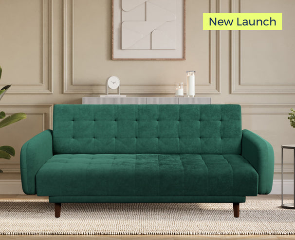 Uberlyfe Cardiff - 3 Seater Sofa, Lounger & Bed in Plush Velvet