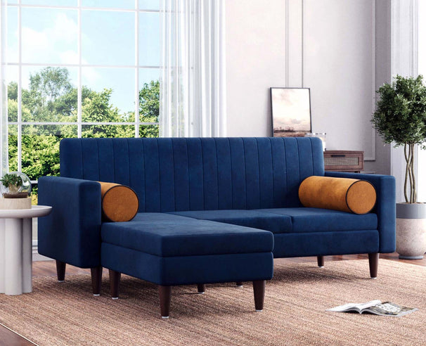 Austin - L shape Neem Wood Sofa in Stain&Water Resistant Velvet