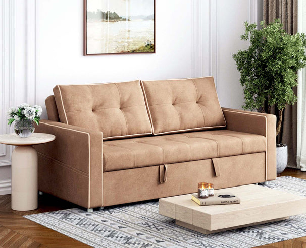 Zouch Sofa cum Bed in Neem Wood and Water Resistant Fabric