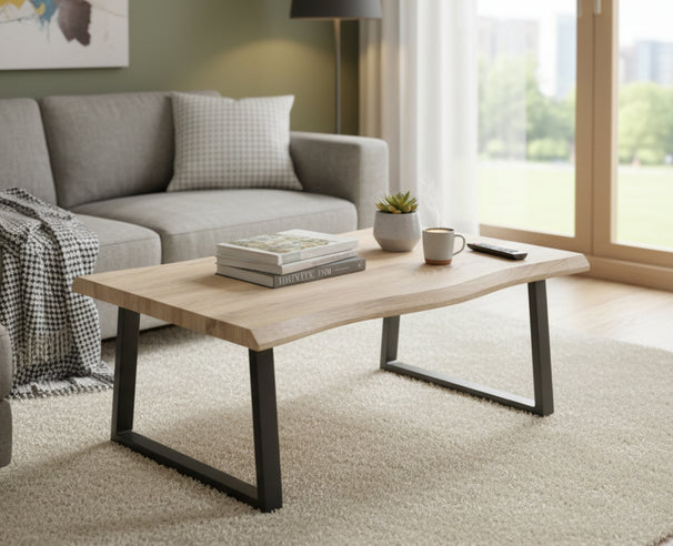 Cedar Wood Finish - Large Wave Design Coffee Table