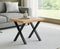 Uberlyfe Coffee Table, Cedar Wood Finish, Metal Legs, Small X Side