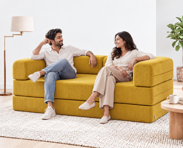 Uberlyfe Duo 3 Seater Sofa cum Bed | Mustard