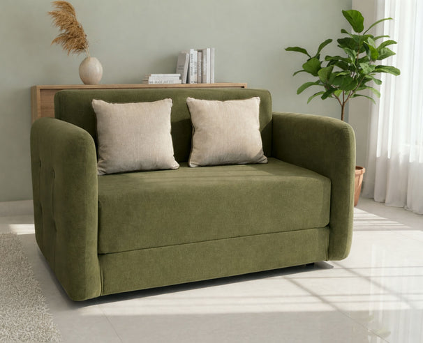 Uberlyfe Centreville Twin Sofa Bed | Sleek Tufted Arms | Henna