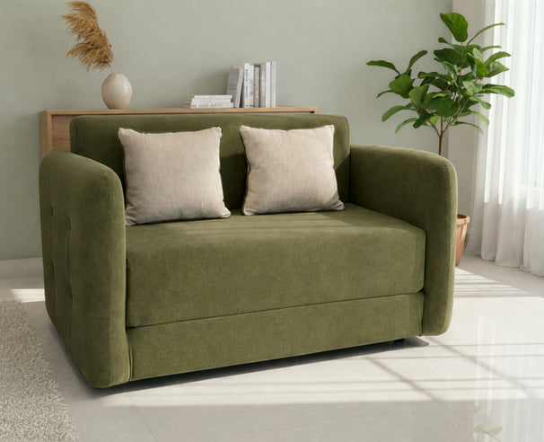 Uberlyfe Centreville Twin Sofa Bed | Sleek Tufted Arms | Henna