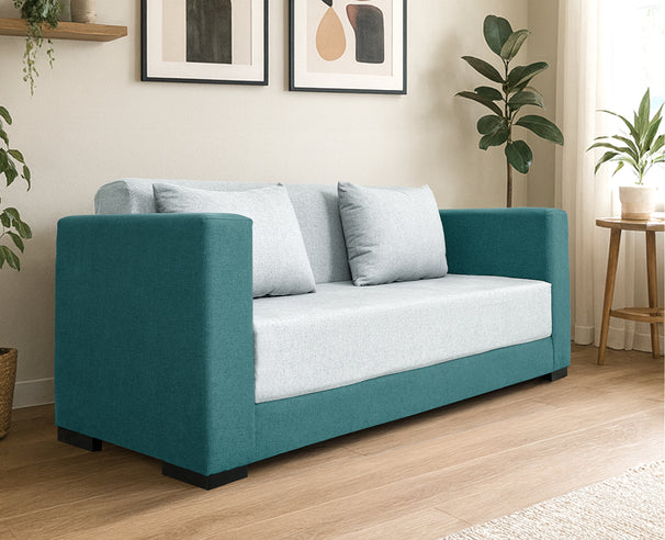 Uberlyfe 3 Seater Centreville Sofa Bed (6'x6') | Petrol and Aqua