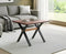 Uberlyfe Coffee Table, Teak Wood Finish, Metal Legs, Small X Side