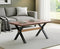 Uberlyfe Coffee Table, Teak Wood Finish, Metal Legs,H Large