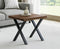 Uberlyfe Coffee Table, Teak Wood Finish, Metal Legs, Small