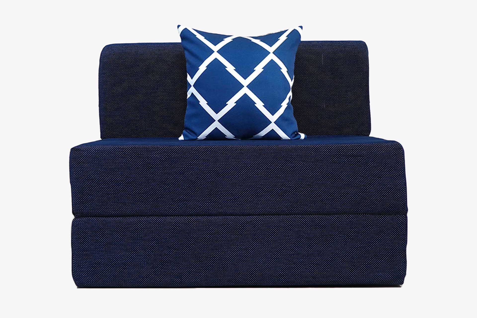 Chenille Sofa Bed, Dotted Blue | 3 x 6, Single Seater | Arrow Cushions