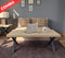 Beige Sofa Cum Bed (4 x 6 ft.) | With X Type Cedar Wood Finish Coffee Table + Side Table, 2 Cushions