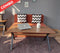 Orange Sofa Cum Bed (4 x 6 ft.) | With H Type Teak Wood Finish Coffee Table + Side Table, 2 Cushions