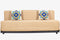 Modern Jute Sofa Bed with Metal Frame|6 * 6, 3 Seater| with Blue Medallion Cushions