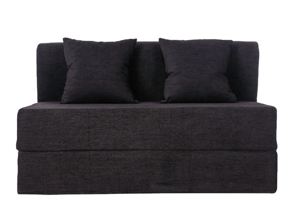 Moshi Sofa Cum Bed - with 2 Cushions (4' X 6') | Black