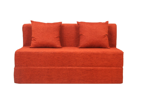 Moshi Sofa Bed (4' x 6') - With 2 Cushions | Orange