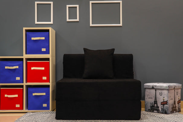Moshi Sofa Bed (3' x 6') - With 1 Cushion |  Black