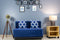 Chenille Sofa Bed with Metal Frame, Navy Blue | 4 x 6, Double Seater | Arrow Cushions