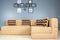 Uberlyfe L Shaped Sofa cum Bed- 4 Seater- Beige with 4 Cushions( Zigzag Pattern)
