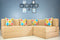 Uberlyfe L Shaped Sofa cum Bed- 4 Seater- Beige with 4 Cushions(Jharokha Pattern)